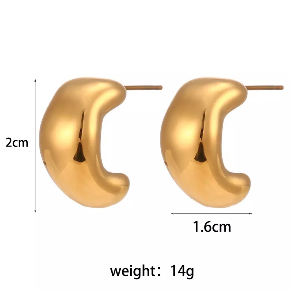 New 18K Gold Hollow Irregular Stud Earrings - Picture 7 of 7